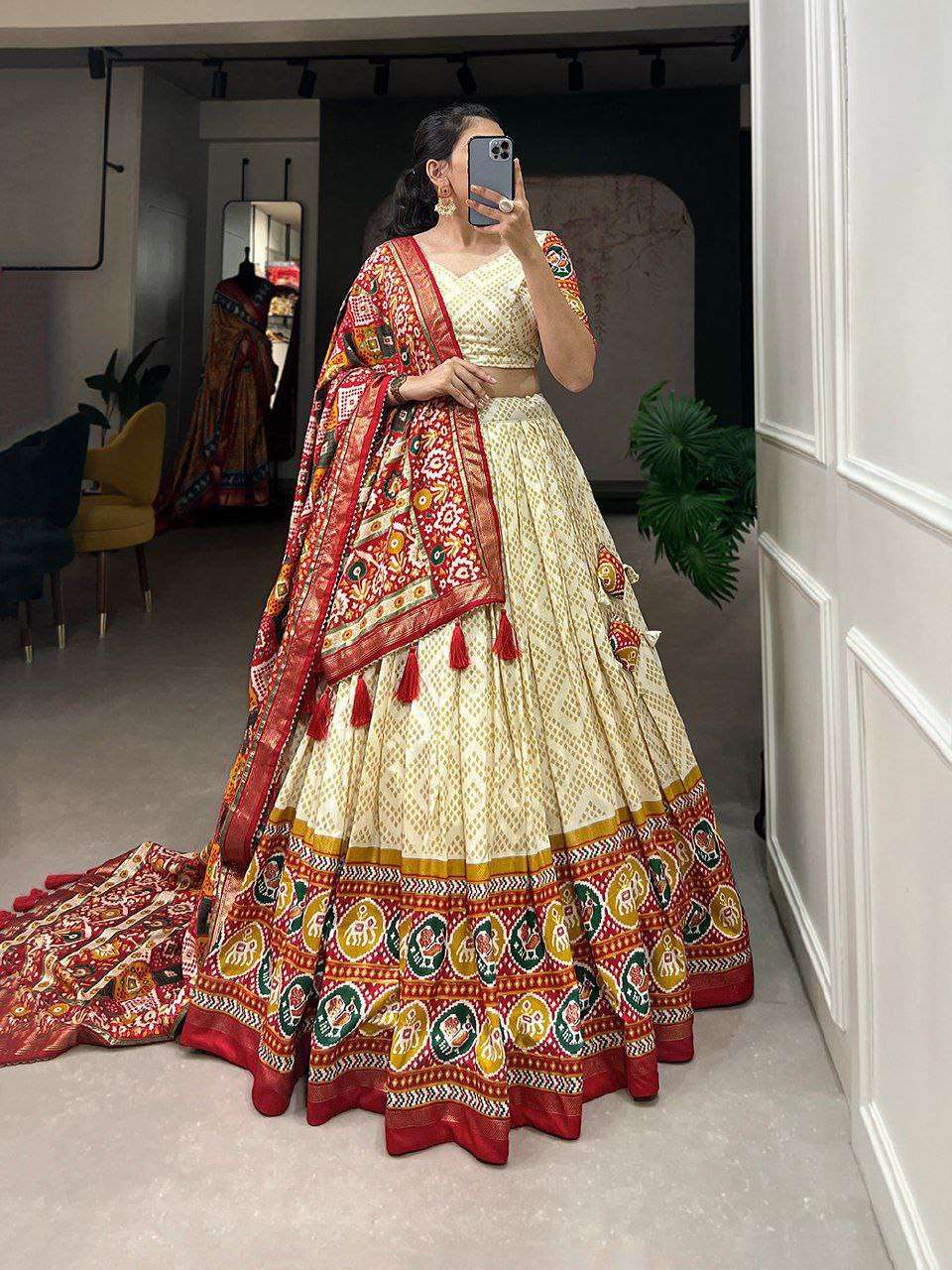 Women's Patola Print Lehenga Choli with Dupatta ? Traditional Gujarati Style Festive Wear - Image 6