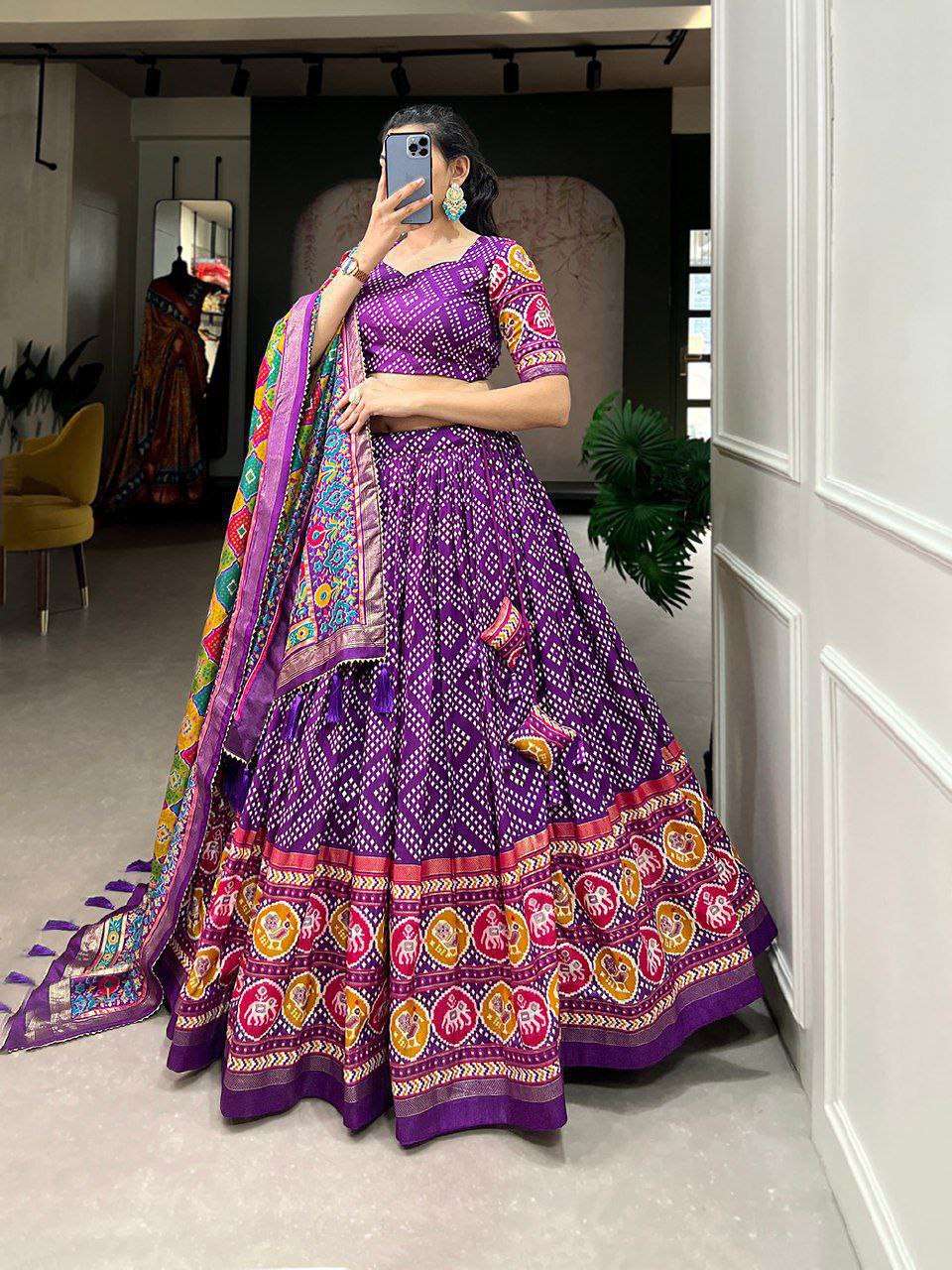 Women's Patola Print Lehenga Choli with Dupatta ? Traditional Gujarati Style Festive Wear - Image 2